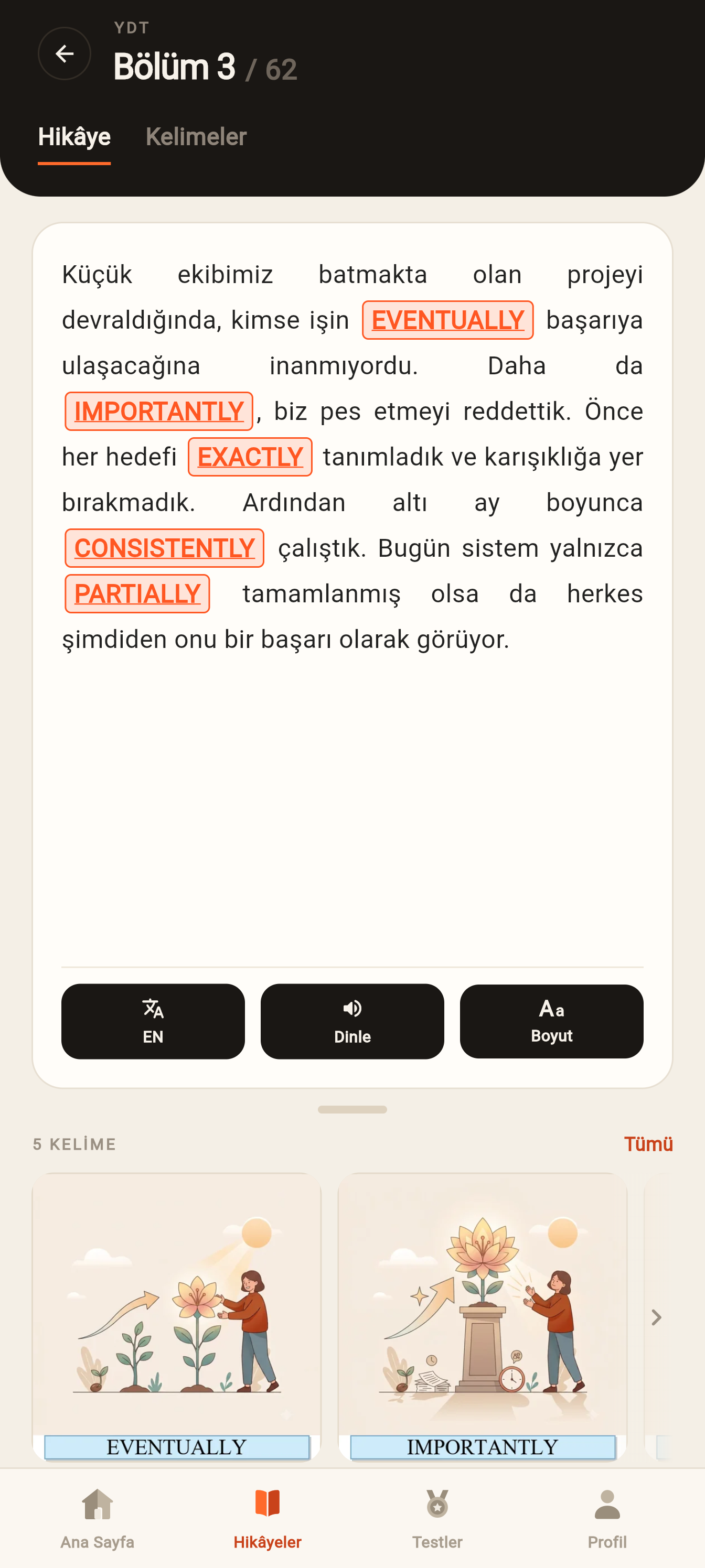 YDT English — real in-app chapter screenshot